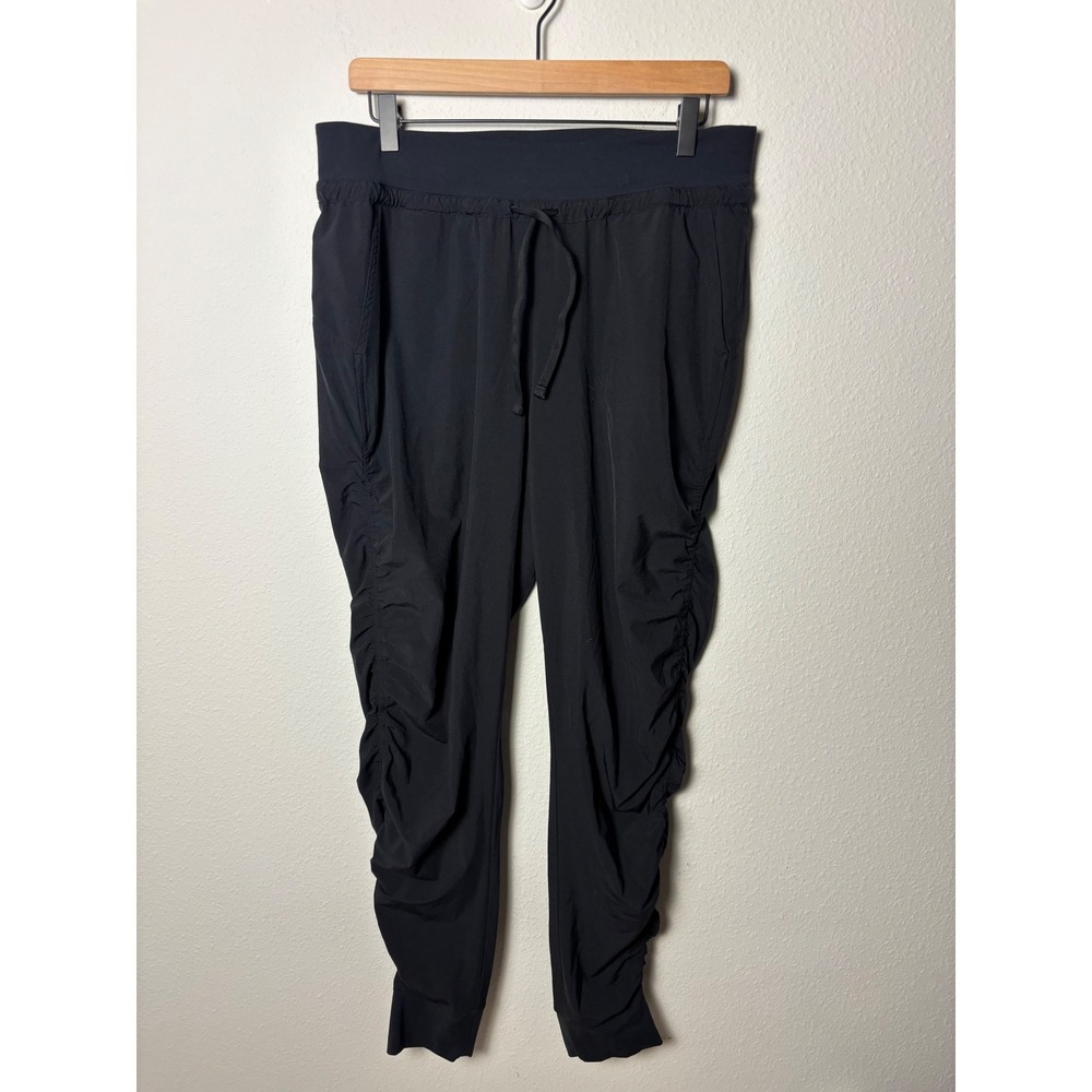 Athleta Attitude Pant Black Ruched Joggers Womens Size 10T Tall Athleisure